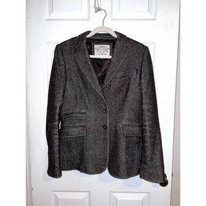 BANANA REPUBLIC Travel Safari Brown Herringbone Jacket Elbow Patches Sz 8